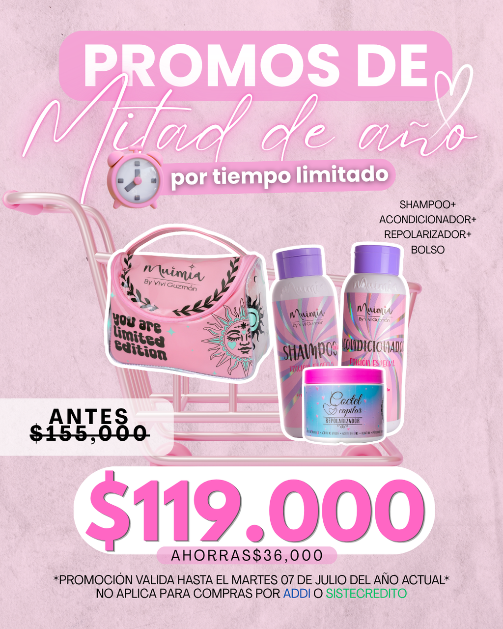 Shampoo ed limitado + acondicionador ed limitado + repolarizador + bolso